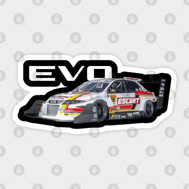 FIRE ANDO Escort Racing team tIME Attack Tsukuba Mitsubishi Lancer Evolution IX Sticker by cowtown_cowboy